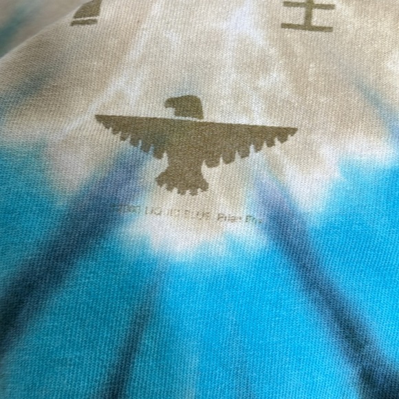 Vintage Liquid Blue Tie Dye Brian Fox Skull Native American Tee Men Size XL - Picture 3 of 4